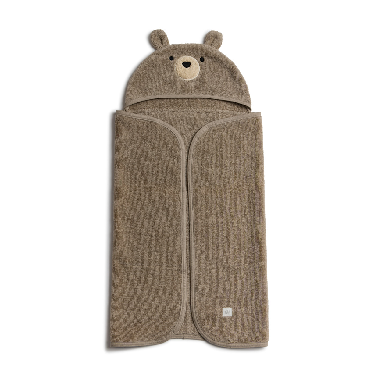 Tiny Kind Cozy Critter Organic Towel - Taupe Bear, 0-24 M.