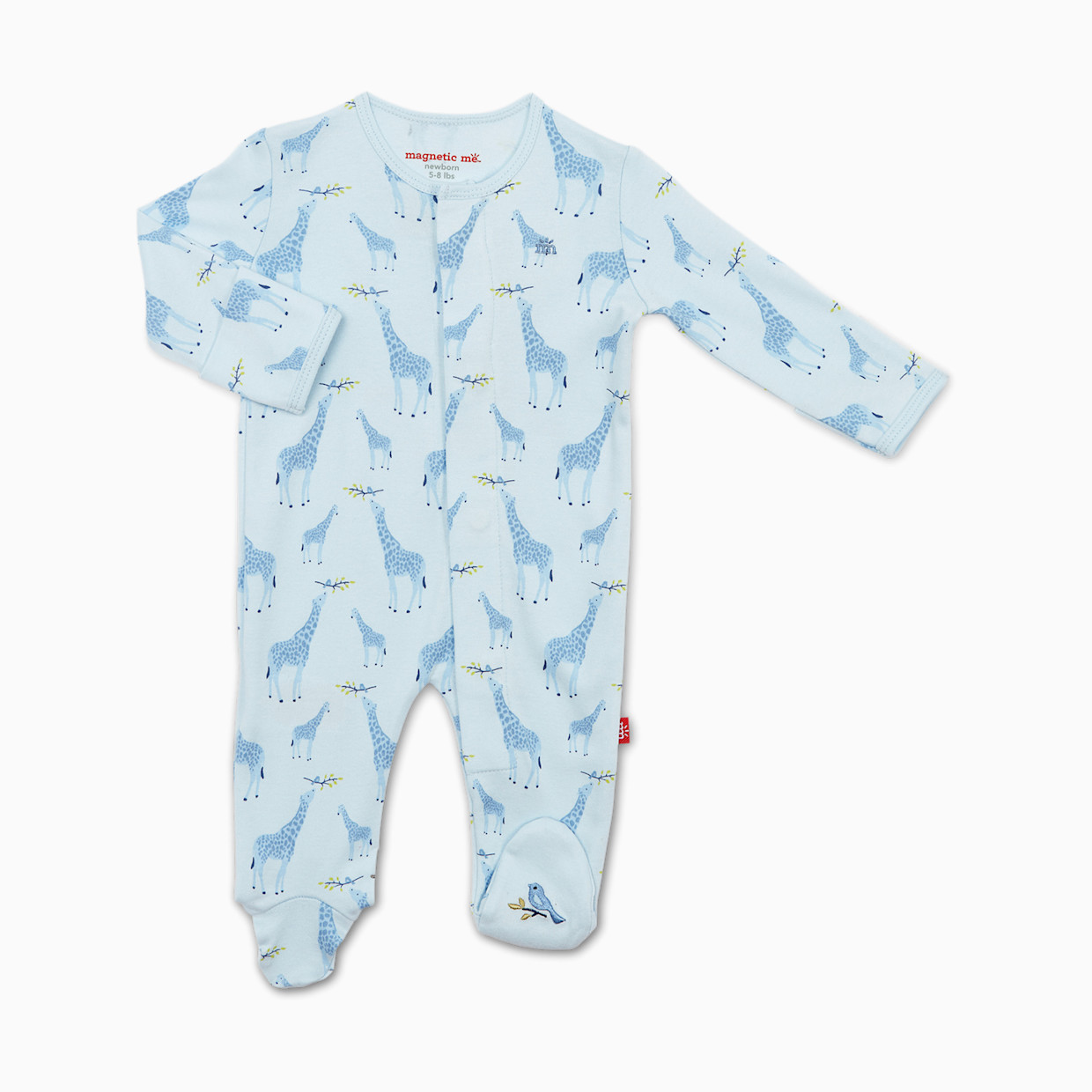 Magnetic Me Organic Cotton Footie - Blue Jolie Giraffe, 0-3 M.