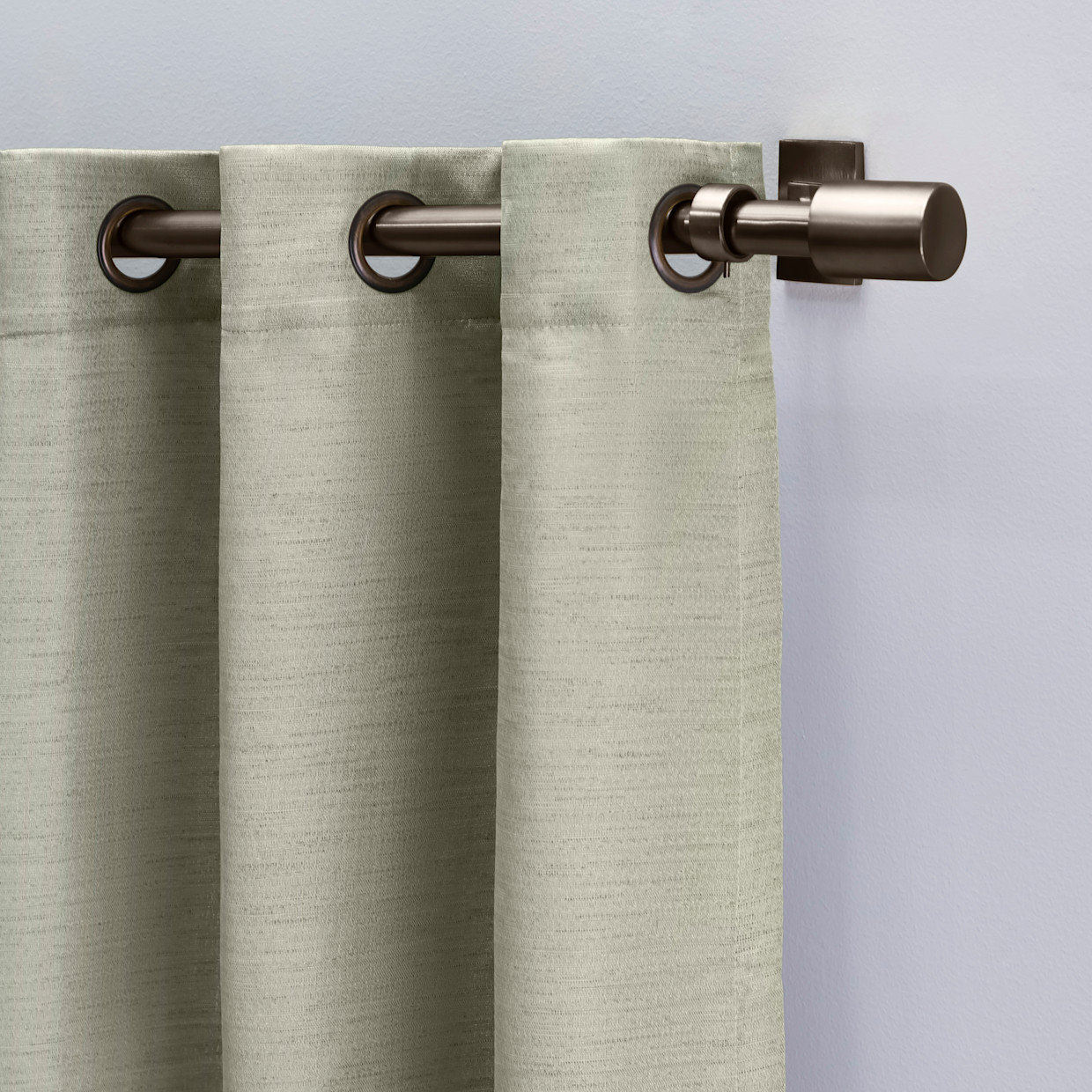 Ricardo Trading Grasscloth Lined Grommet Window Panel Curtain w/Wand - Sliver Sage, 54"W X 45"L.