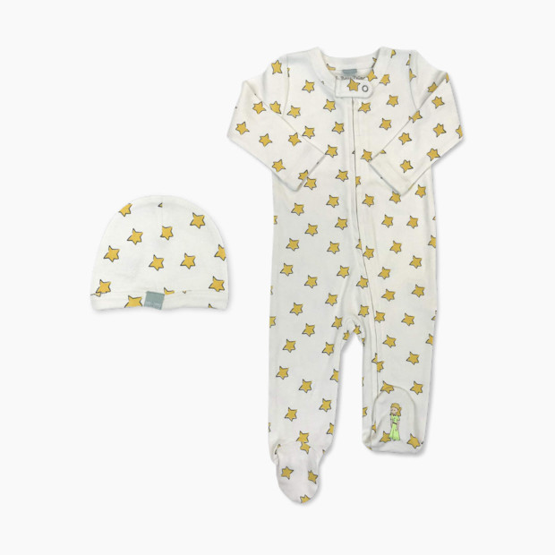 Finn + Emma Organic Cotton Footie + Hat Set - Yellow Stars, 0-3 Months.