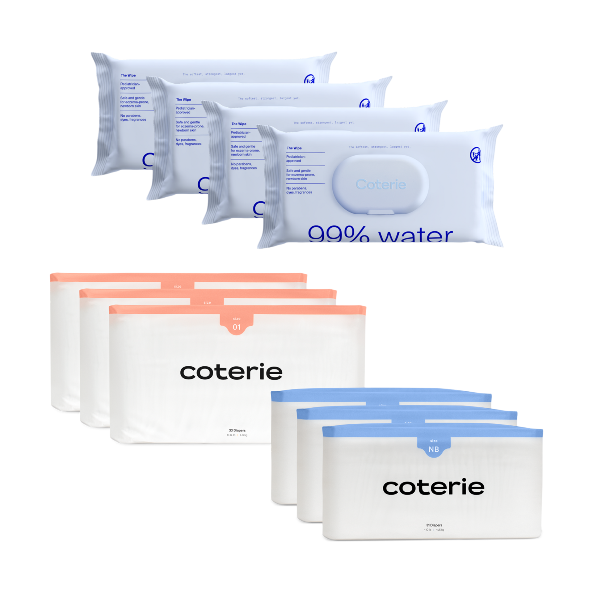 Coterie Newborn Diaper and Wipes Starter Bundle Babylist Shop