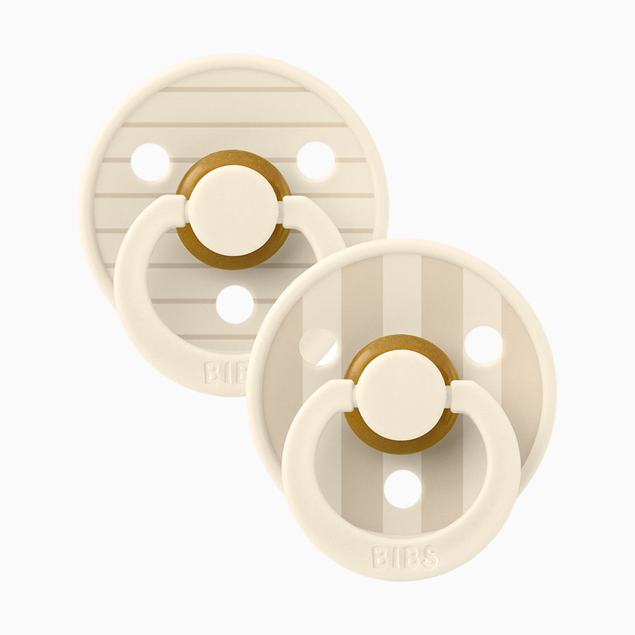 BIBS Studio Pin Colour Natural Rubber Pacificier (2-pack) - Ivory Vanilla, Size 1.