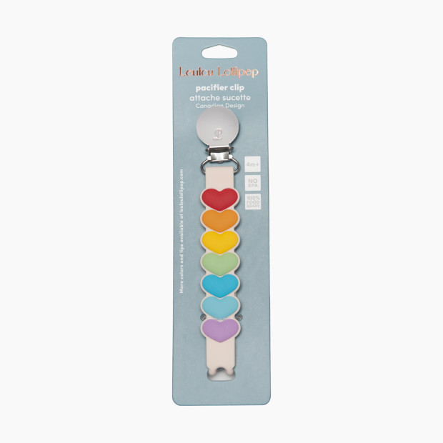 Loulou Lollipop Silicone Pacifier Clip - Sweetheart Rainbow.