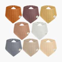 8-Pack Muslin Baby Bibs for Boys, Girls - Muslin Bandana Drool Bibs for Baby Girl & Boy, Drooling Newborn, Teething Toddler, Infant 0-36 months, 100% Cotton Extra Absorbent & Soft (Spice)