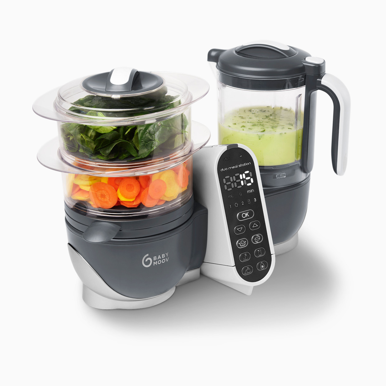 Babymoov Duo Meal Station Baby Food Maker 6-in-1 - Industrial Grey.