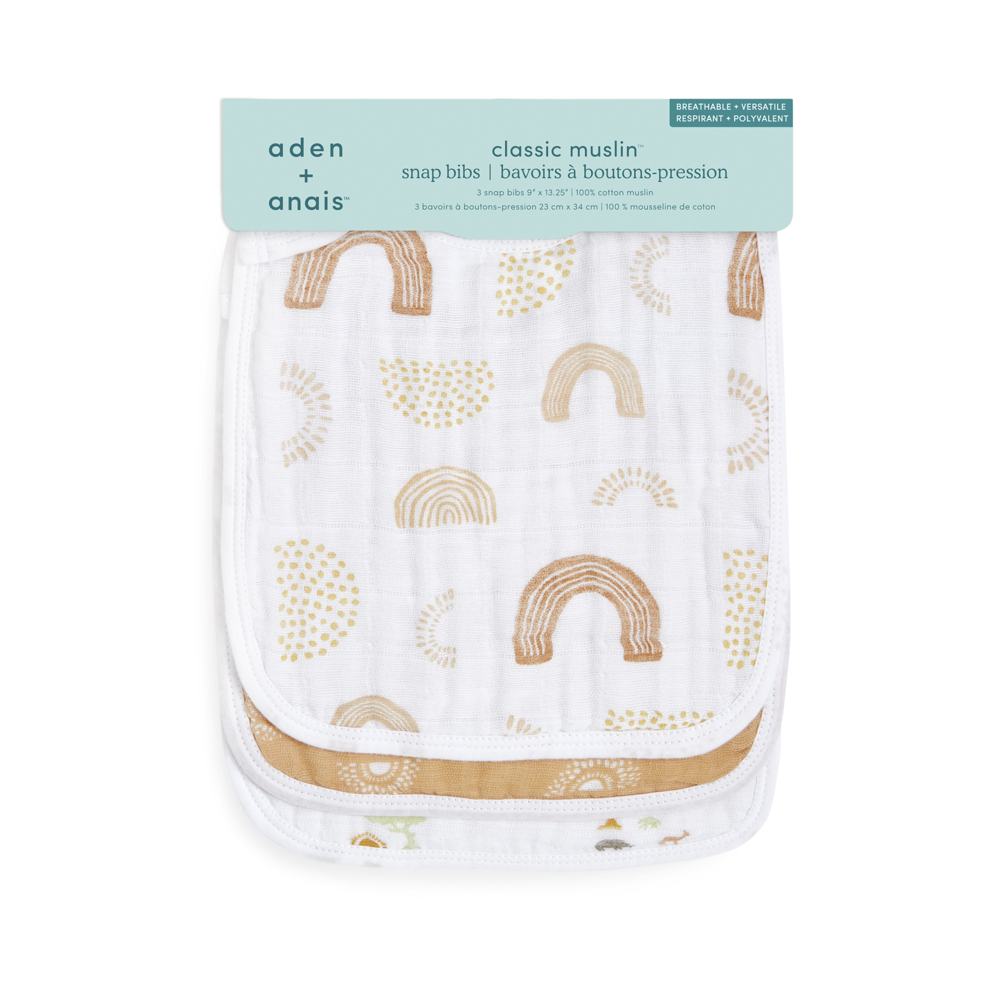 Aden + Anais Cotton Muslin Snap Bibs (3 Pack).