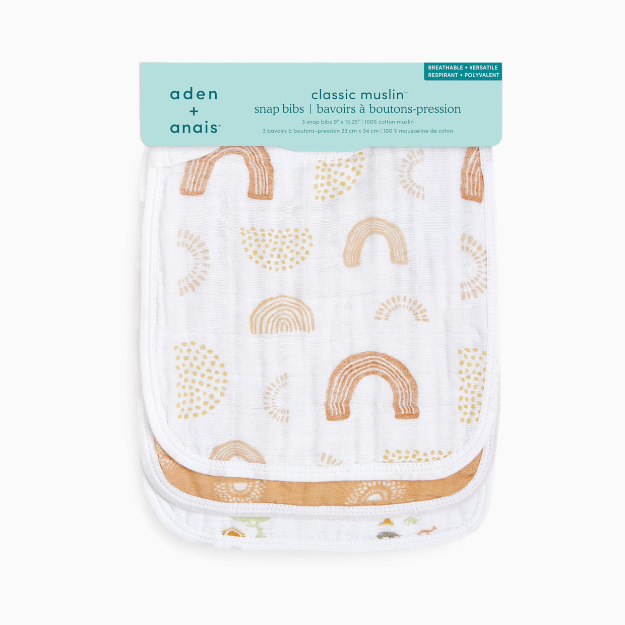 Aden + Anais Cotton Muslin Snap Bibs (3 Pack) - Keep Rising.