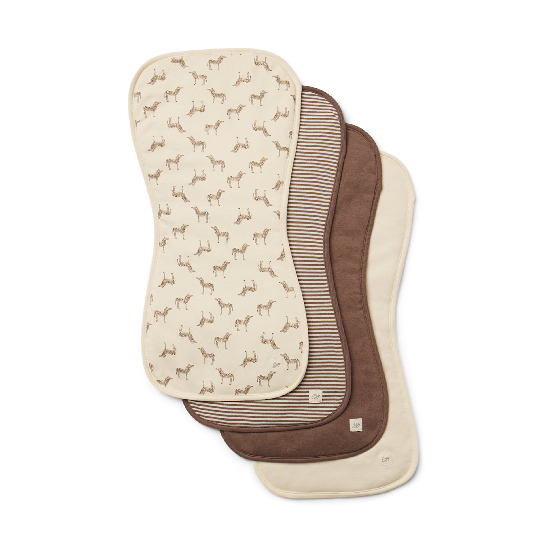 Tiny Kind 4 Pack Organic Burp Cloth - Deep Taupe Zebra.