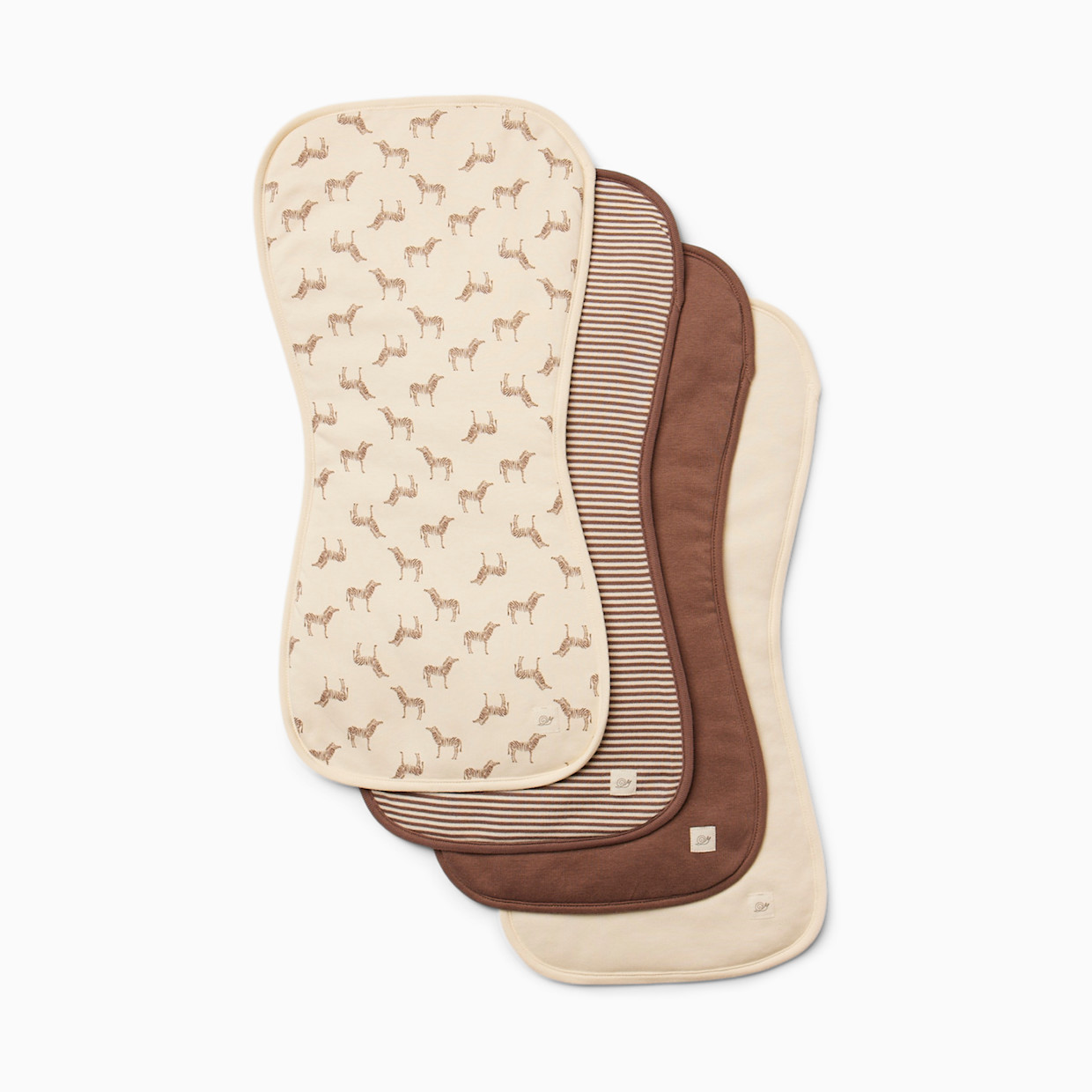 Tiny Kind 4 Pack Organic Burp Cloth - Deep Taupe Zebra.