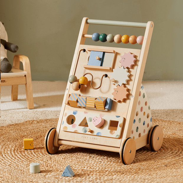 Tiny Land Versatile Natural Wooden Baby Walker.