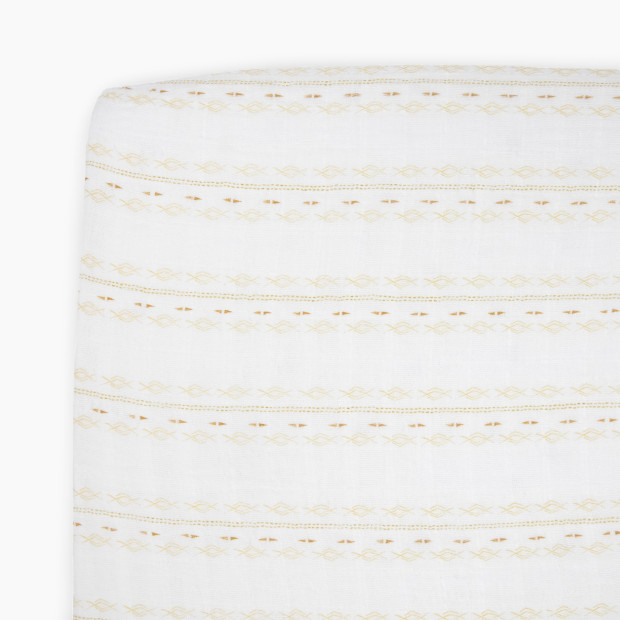 Little Unicorn Cotton Muslin Crib Sheet - Gold Diamond Stripe.