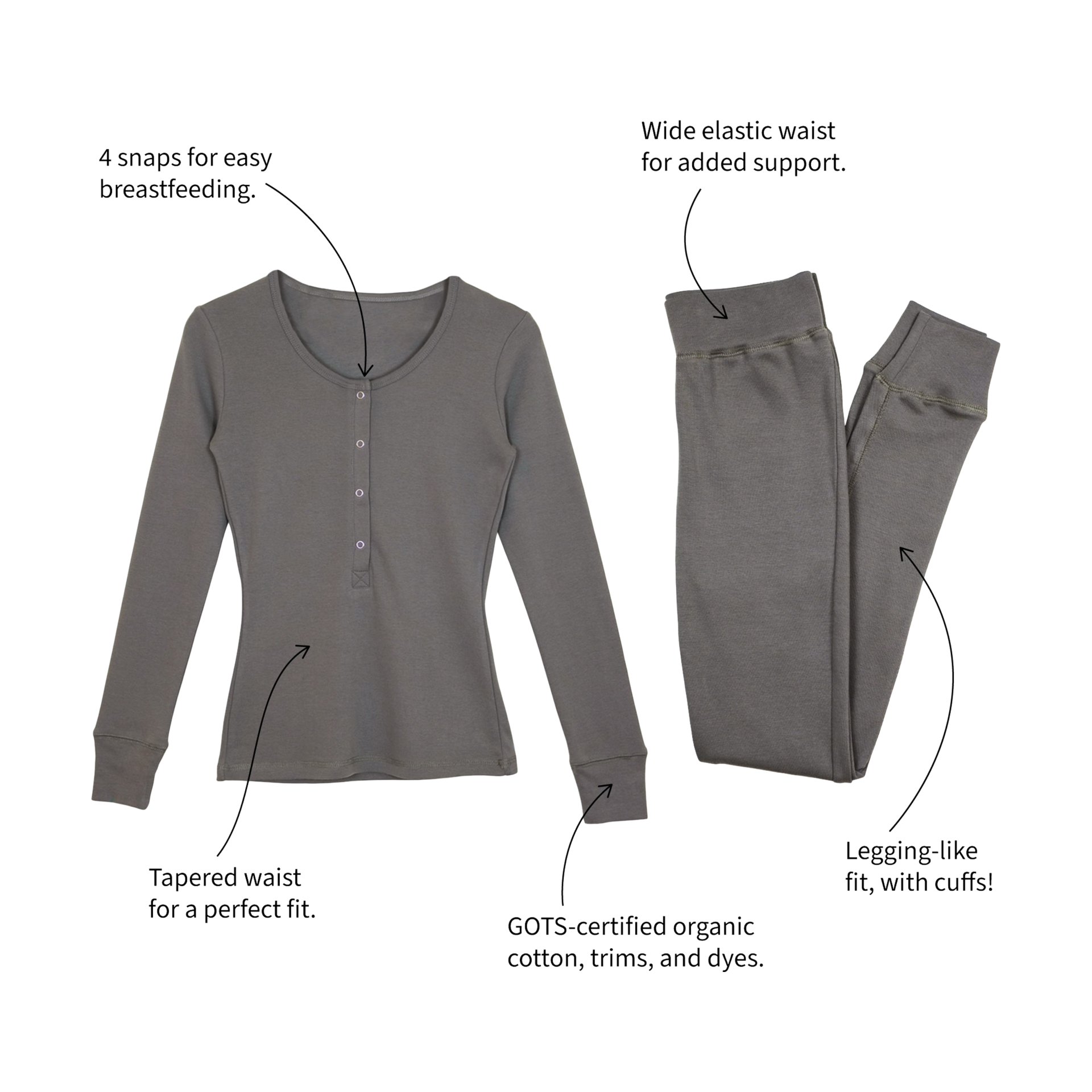 L'ovedbaby Women's Organic Lounge Set - Gray, L.