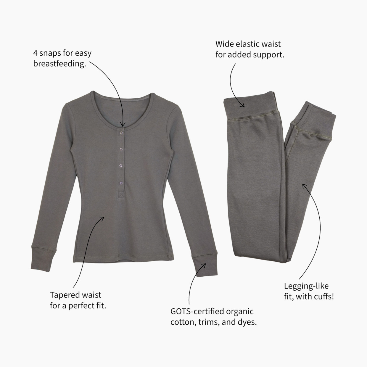 L'ovedbaby Women's Organic Lounge Set - Gray, Xs.