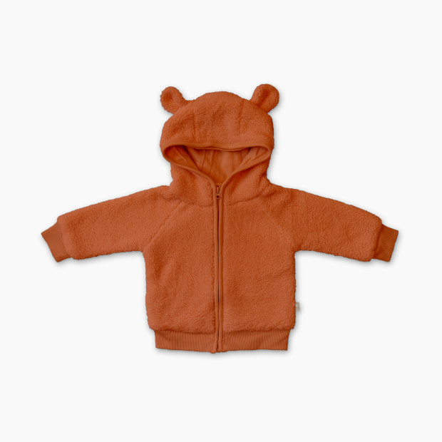 Goumi Kids x Babylist Hooded Bear Ear Fleece Zipper Jacket - Clay, 0-3 M.