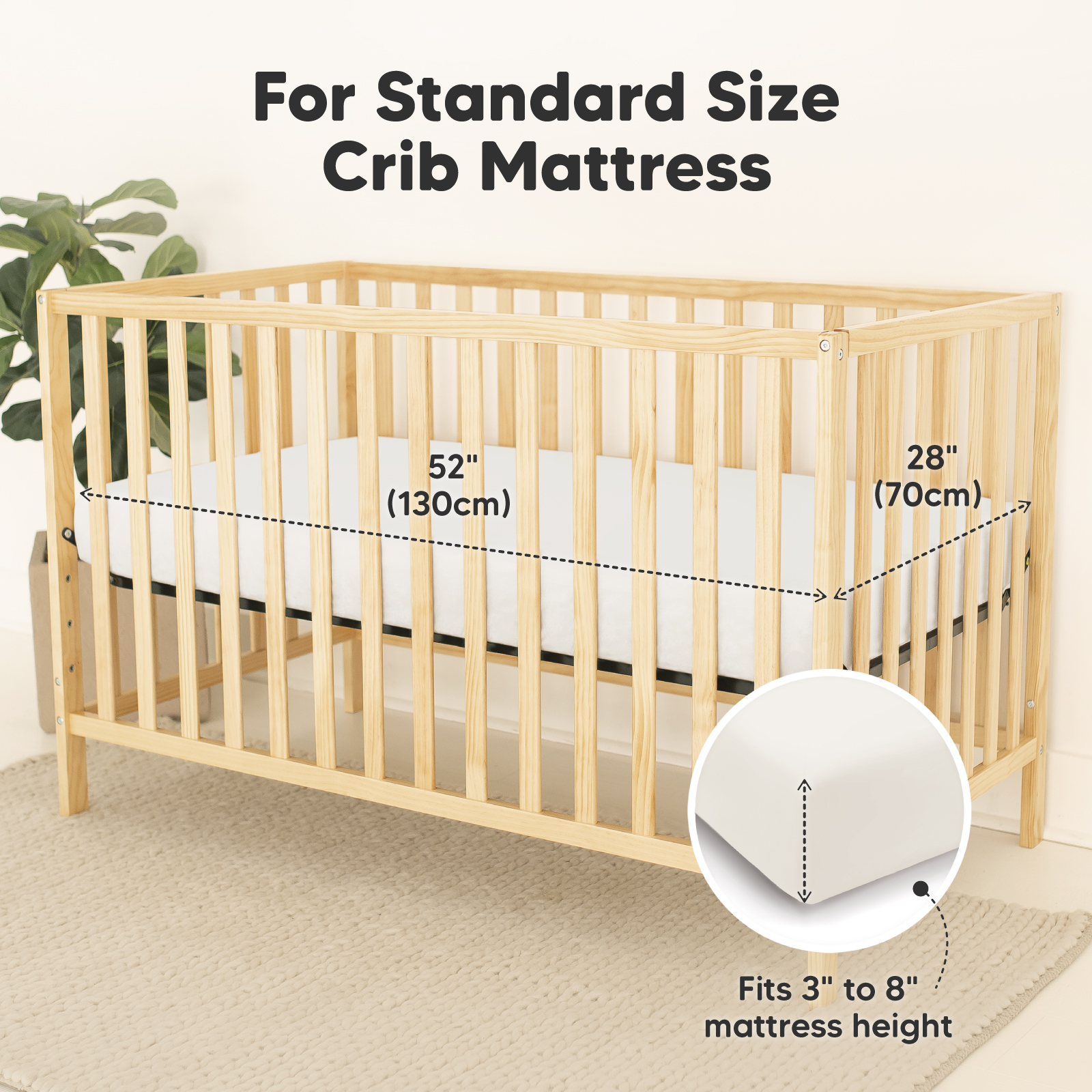 KeaBabies 2-Pack Isla (Protect+) Waterproof Crib Sheets - Soft White.