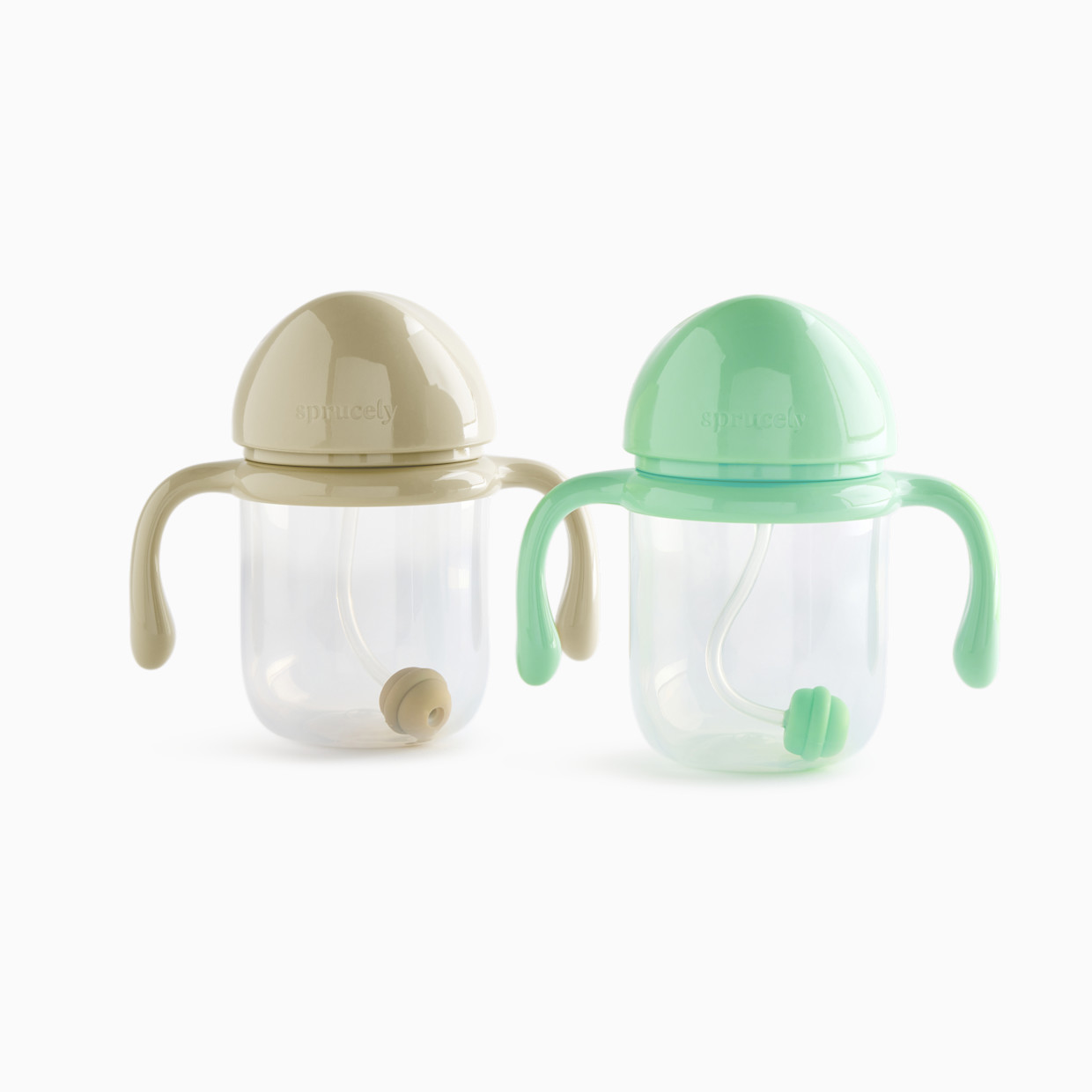 Sprucely Weighted Straw Sippy Cup (2 Pack) - Green/Sand, 8 Oz.
