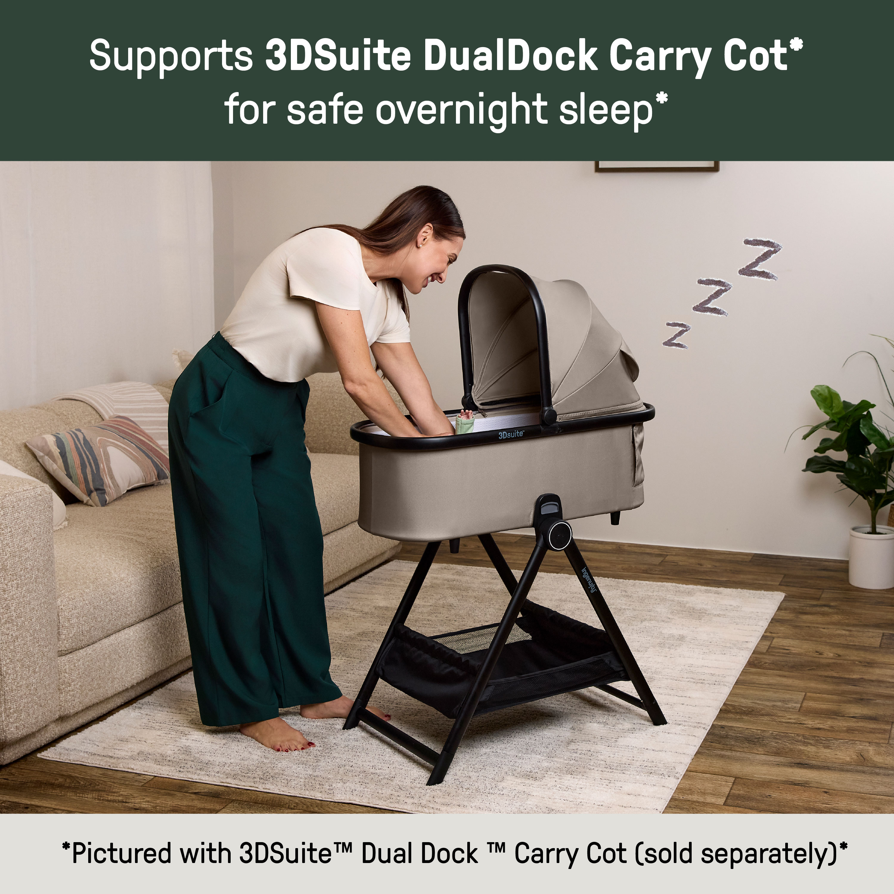 Ingenuity 3DSuite DualDock Carry Cot Stand - Black.