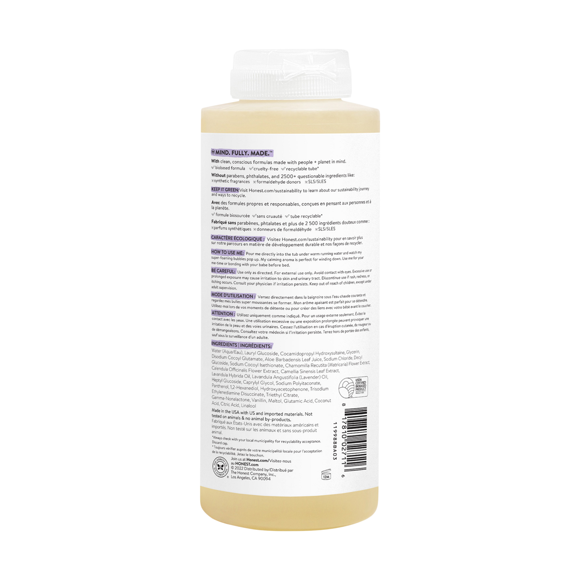 The Honest Company Bubble Bath - Calm (Lavender), 12 Fl Oz.