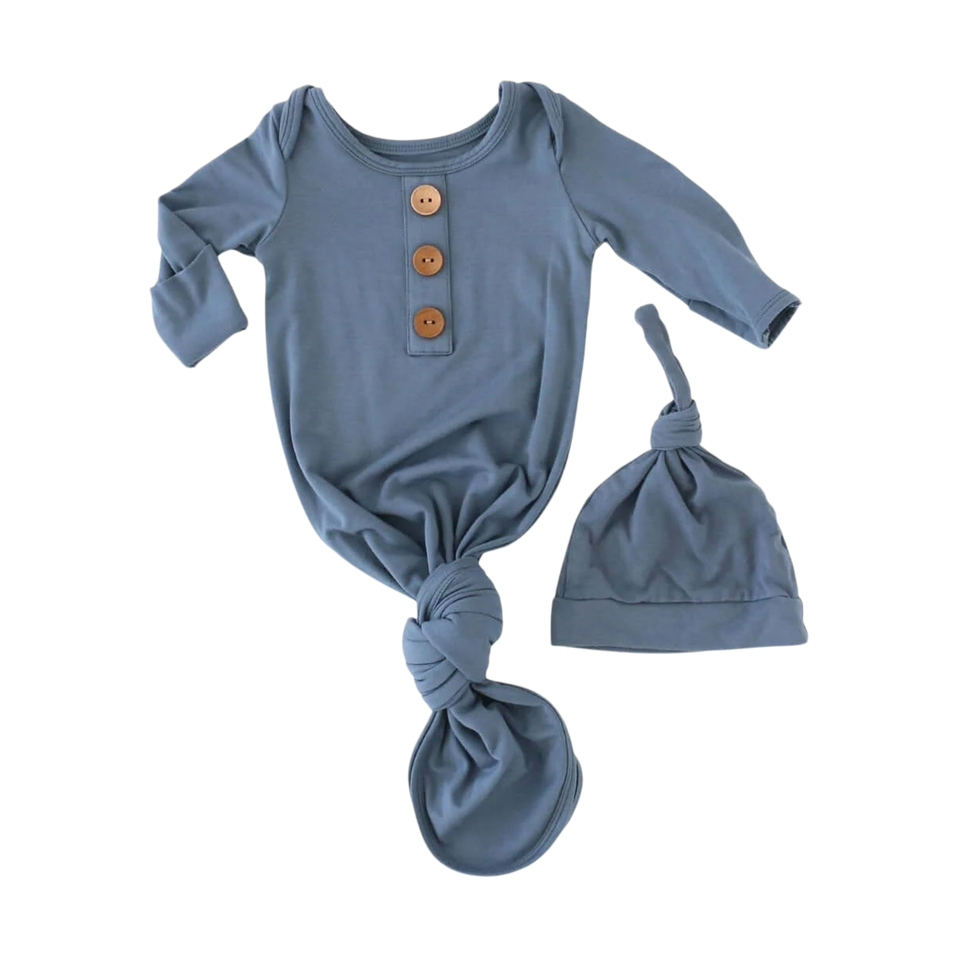 Caden Lane Bamboo Baby Knot Gown & Hat.