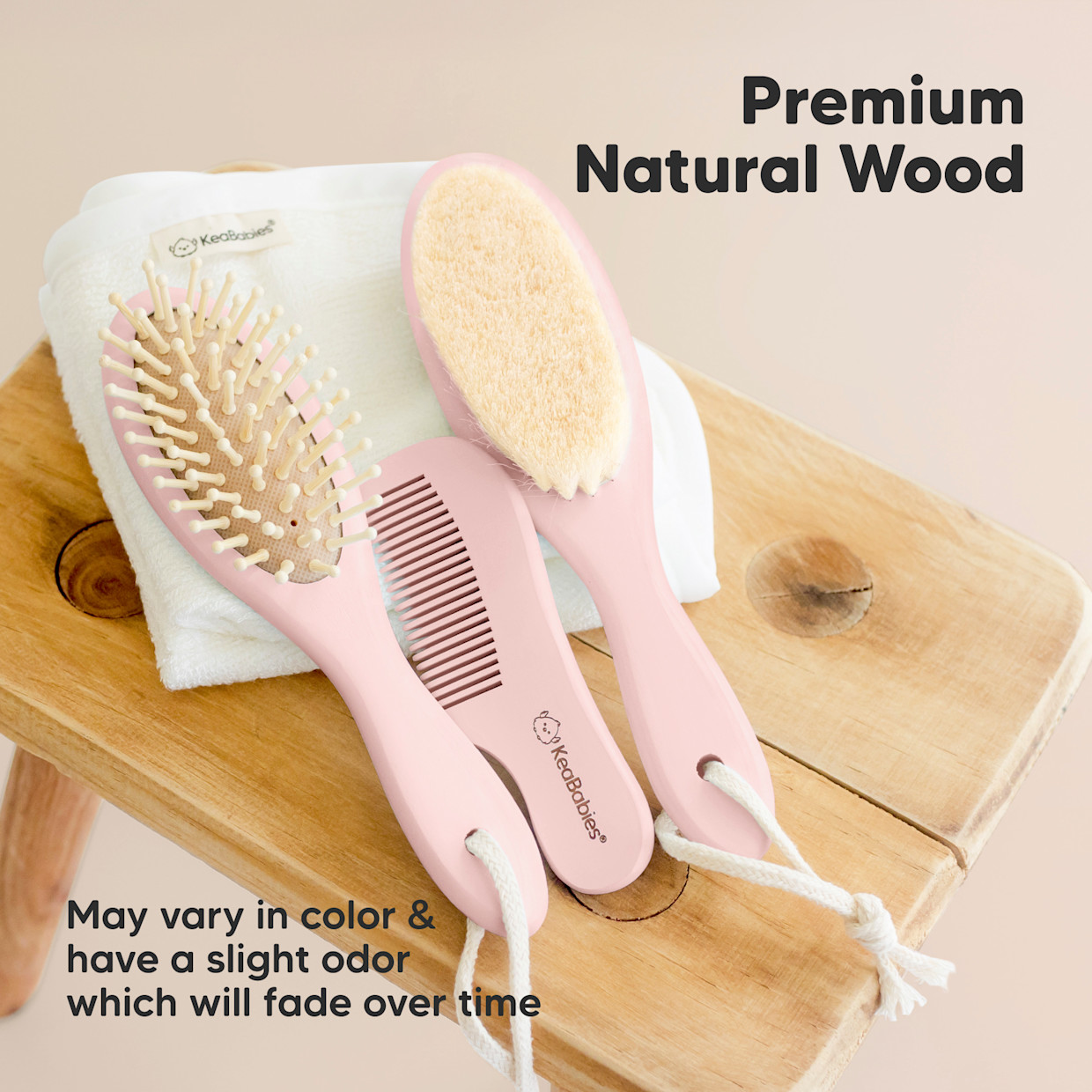 KeaBabies Baby Hairbrush Set - Blush.