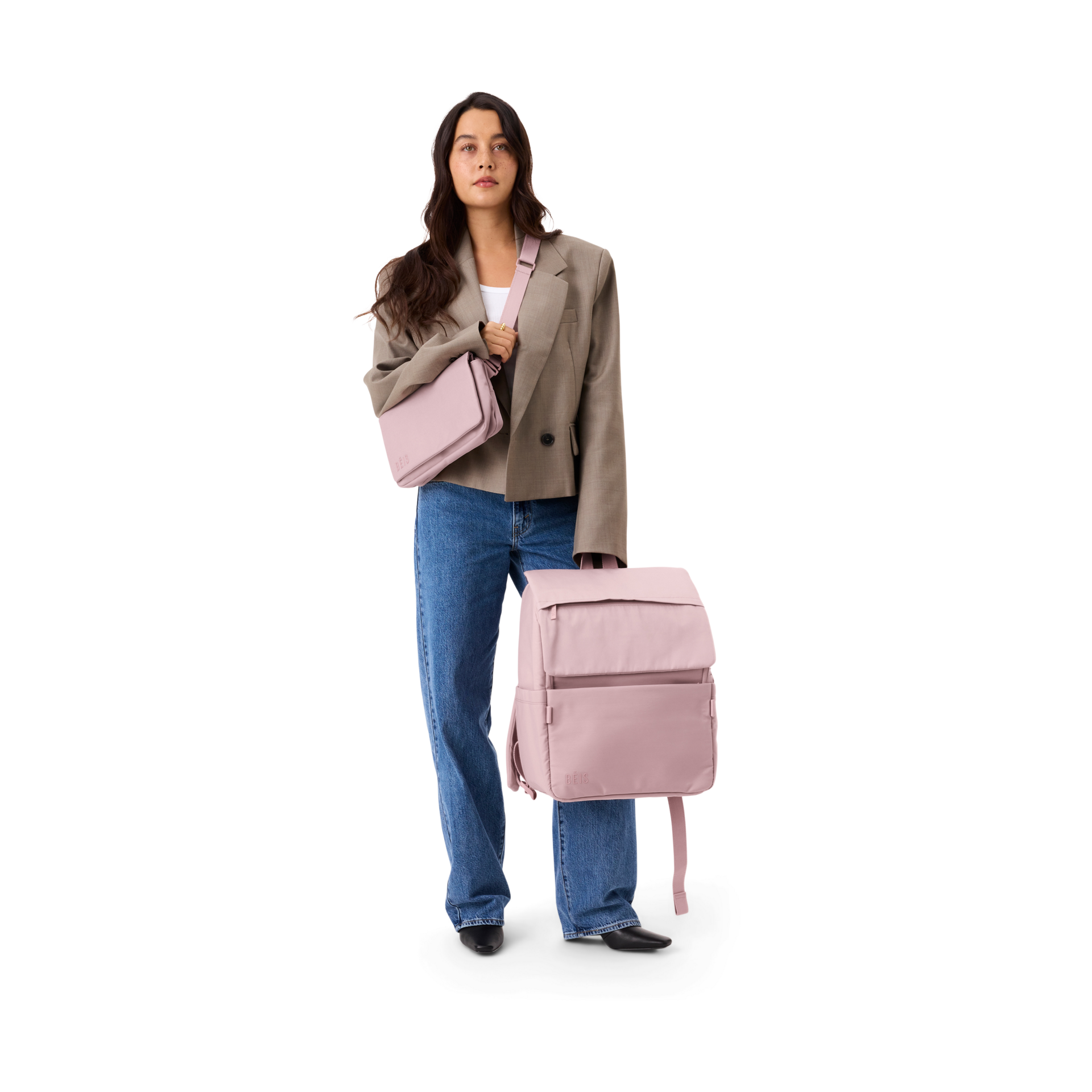 BEIS Travel The Ultimate Diaper Backpack - Atlas Pink.