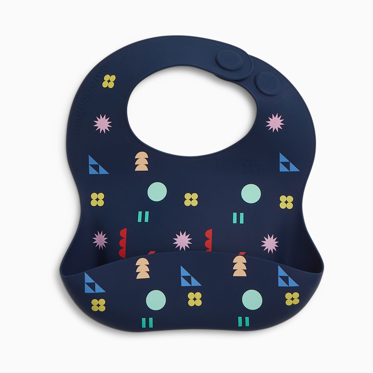 Magnetic Me Silicone Bib - Navy Geo, O/S.