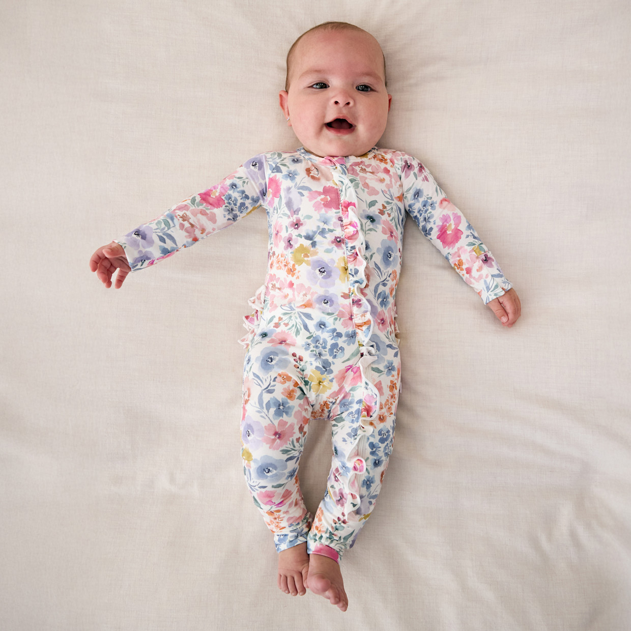 Little Sleepies Ruffle Zippy - Tiny Blooms, Micro Preemie.