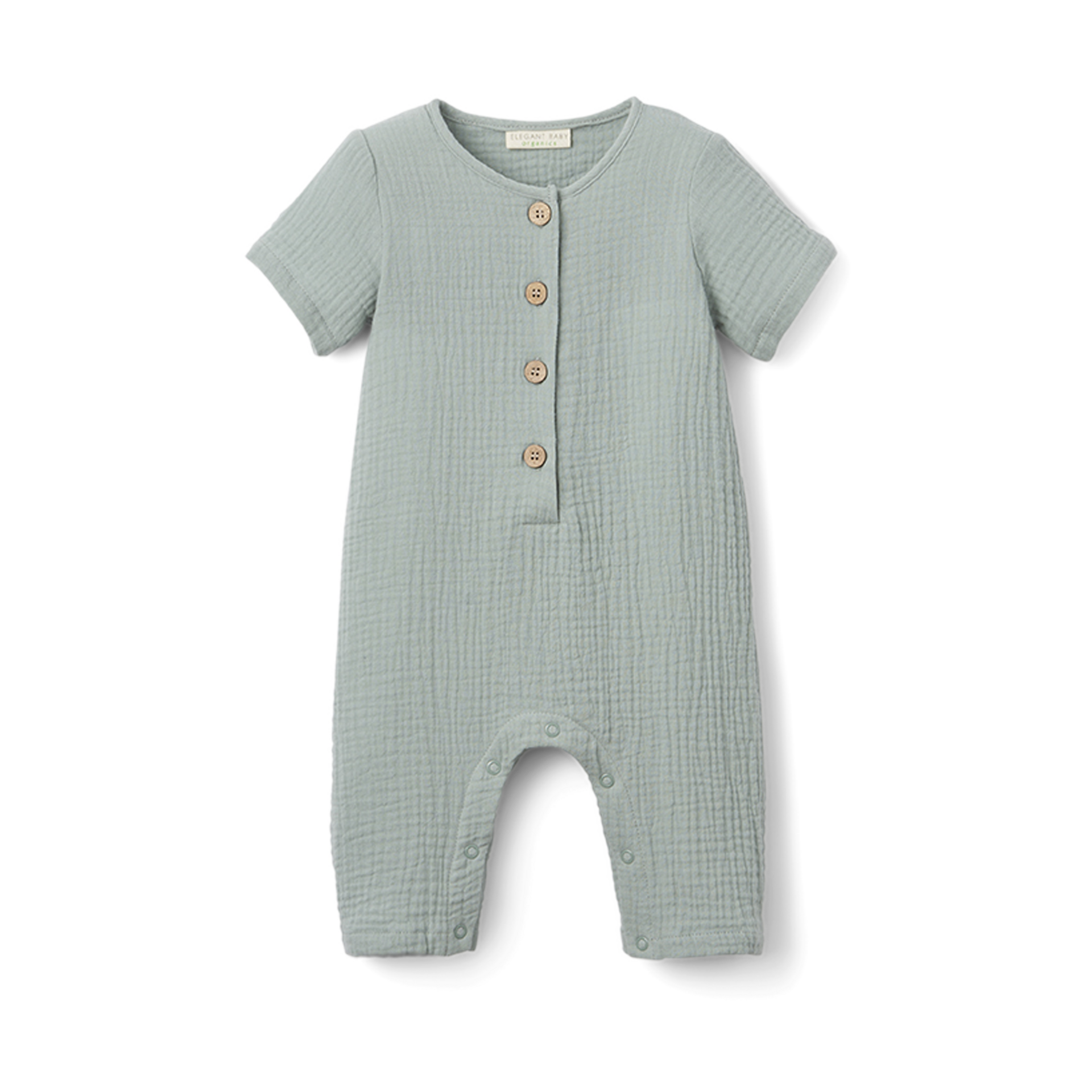 Elegant Baby Organic Muslin Baby Jumpsuit - Light Sage, 3-6 M.