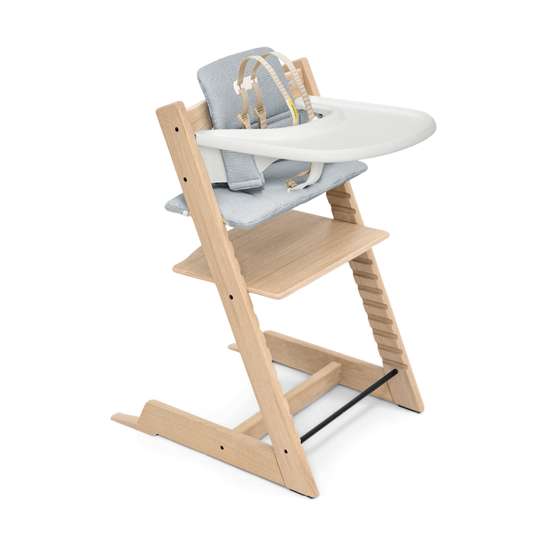 Stokke Tripp Trapp High Chair Complete + Newborn Set Oak Natural/Nordic Blue Cushion/White