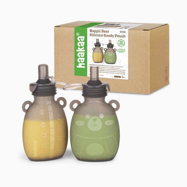 Haakaa Happii Bear Silicone Goody Pouch (2 Pack).