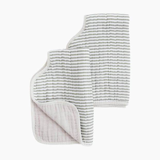 Little Unicorn Cotton Muslin Burp Cloth (2 Pack) - Grey Stripe.