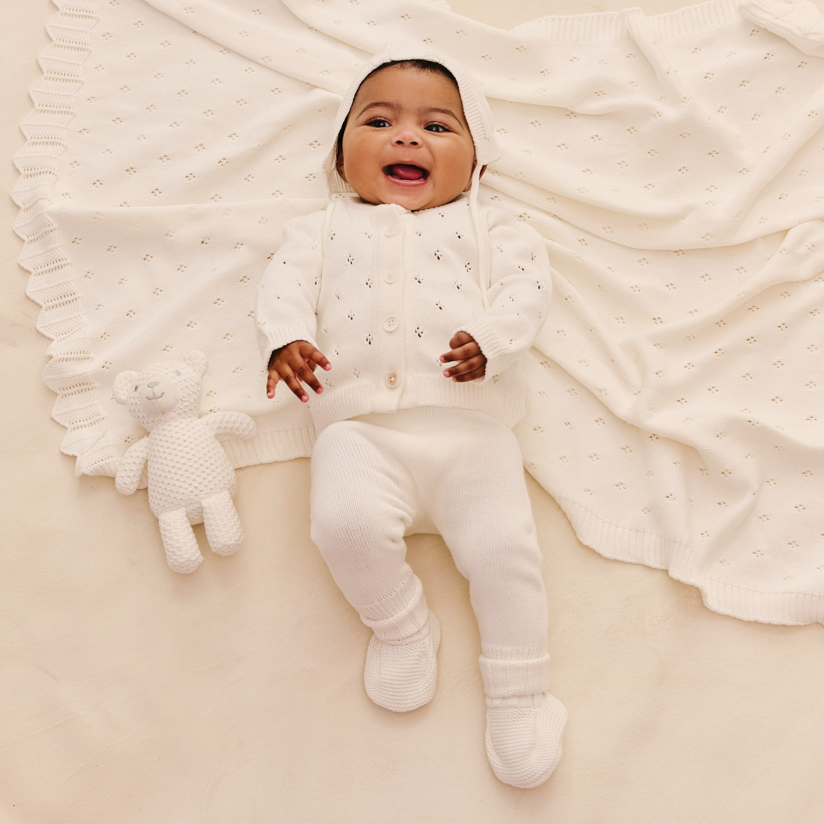 Loomsake 6-Piece Pointelle Sweater Gift Set - Ivory, 3-6 M.