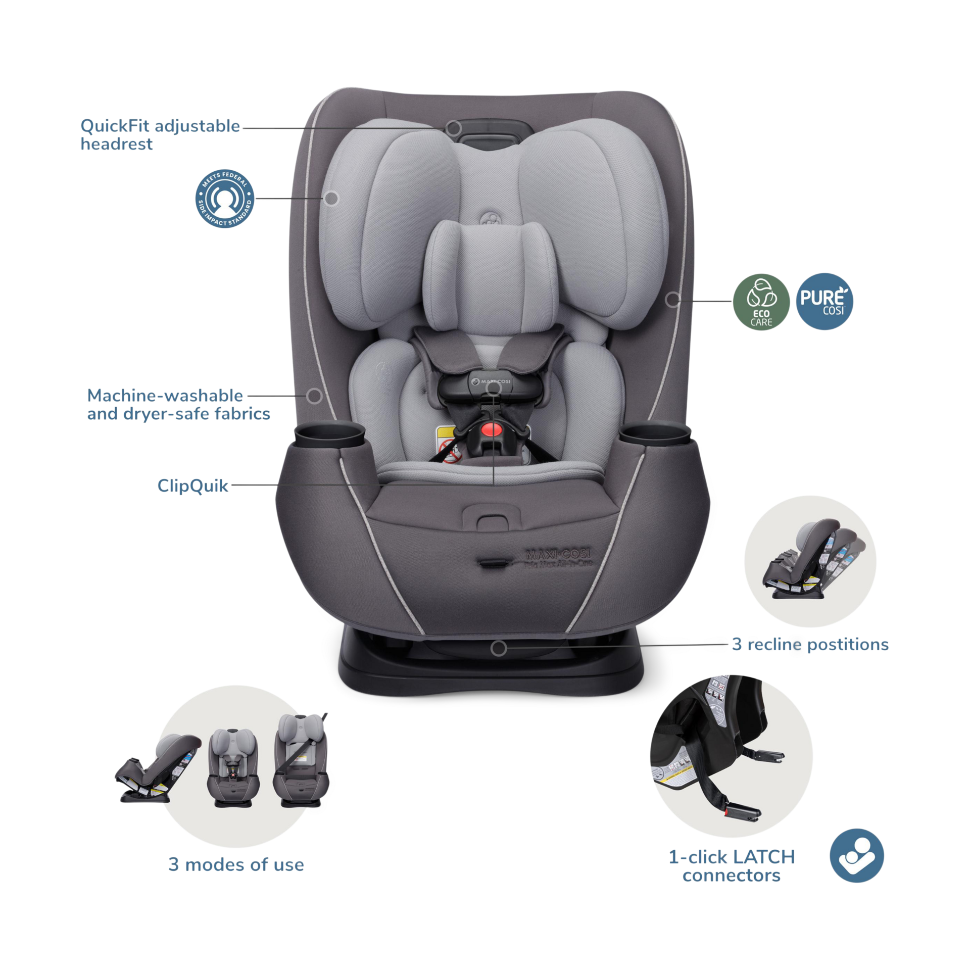 Maxi-Cosi Pria Max All-in-One Convertible Car Seat - Grey.