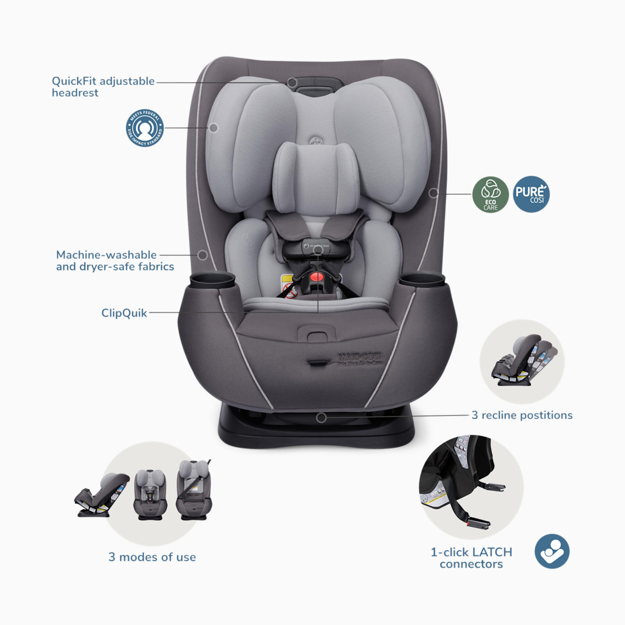Maxi-Cosi Pria Max All-in-One Convertible Car Seat - Grey.