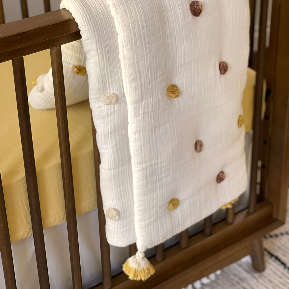 Crane Baby Cotton Muslin Crib Fitted Sheet Ochre Babylist Shop