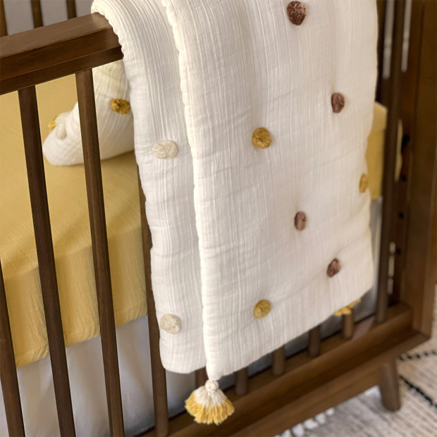 Crane Baby Cotton Muslin Crib Fitted Sheet - Ochre.