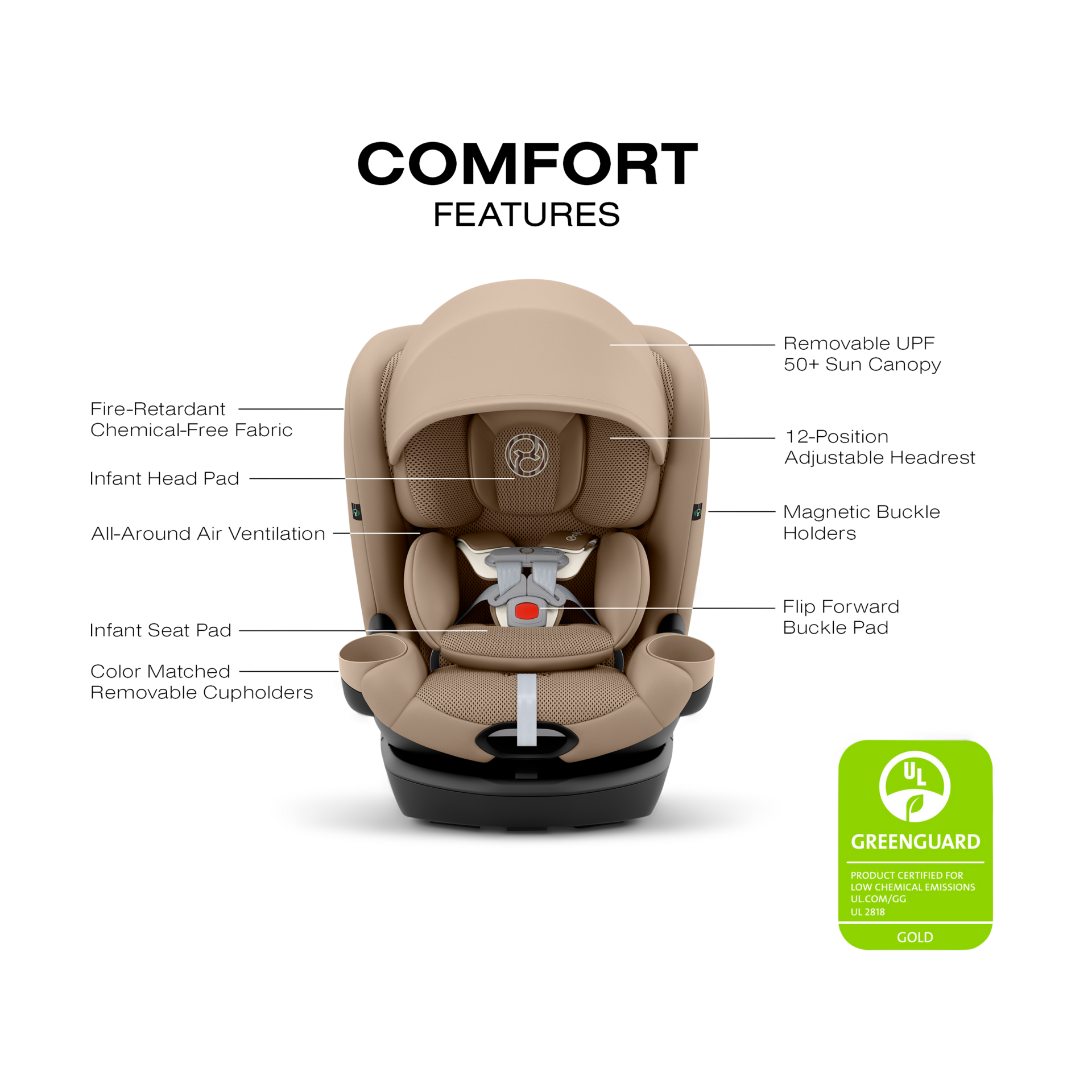 Cybex Callisto G 360° Rotating All-in-One Convertible Car Seat - Almond Beige.