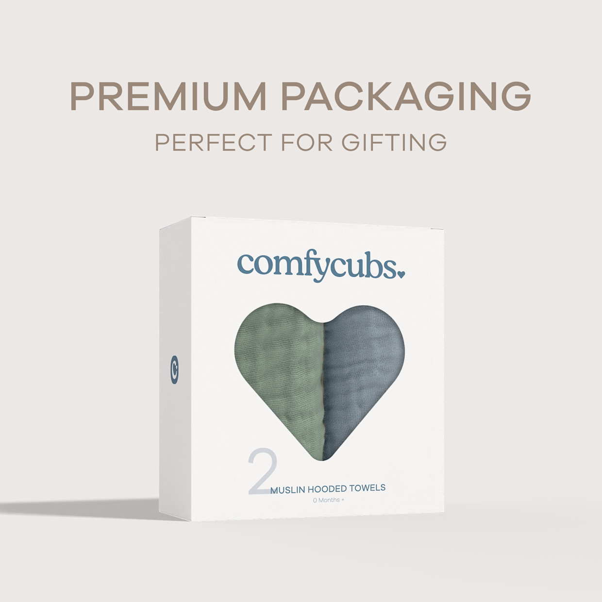 Comfy Cubs Cotton Muslin Hooded Baby Towel (2 Pack) - Pacific Blue And Fern.