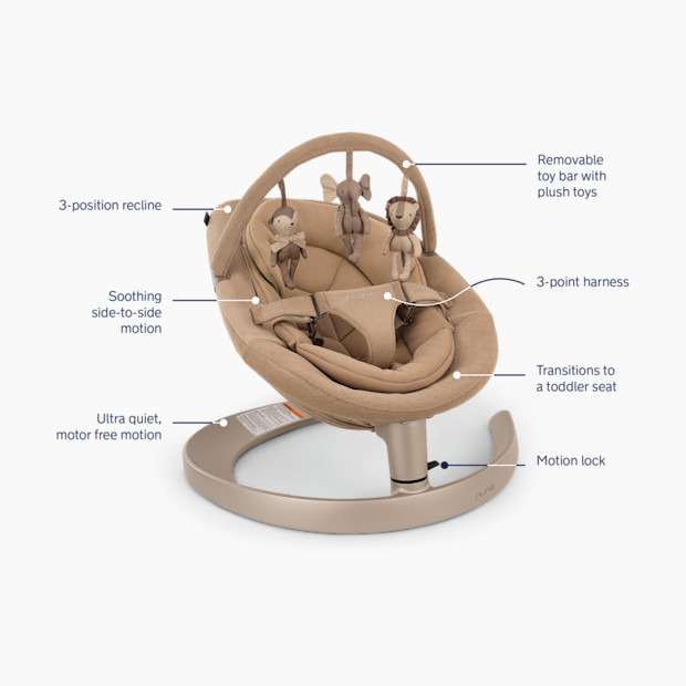 Nuna LEAF Grow Baby Seat & Rocker with Toy Bar.