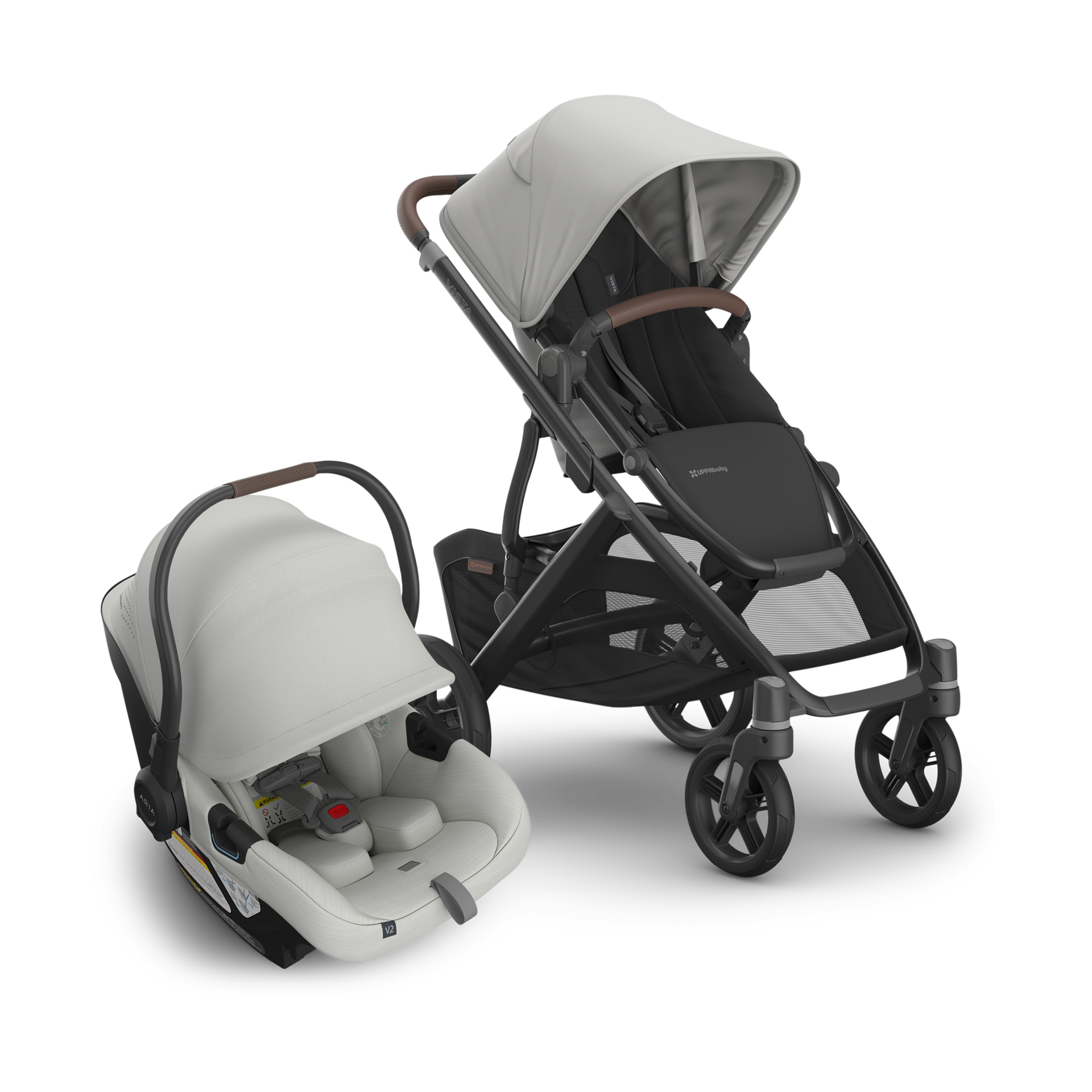 UPPAbaby Vista V3 Stroller & Aria V2 Lightweight Infant Car Seat Travel System.