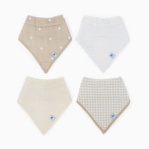 Little Unicorn Cotton Muslin Bandana Bib - Taupe Cross - 4pk