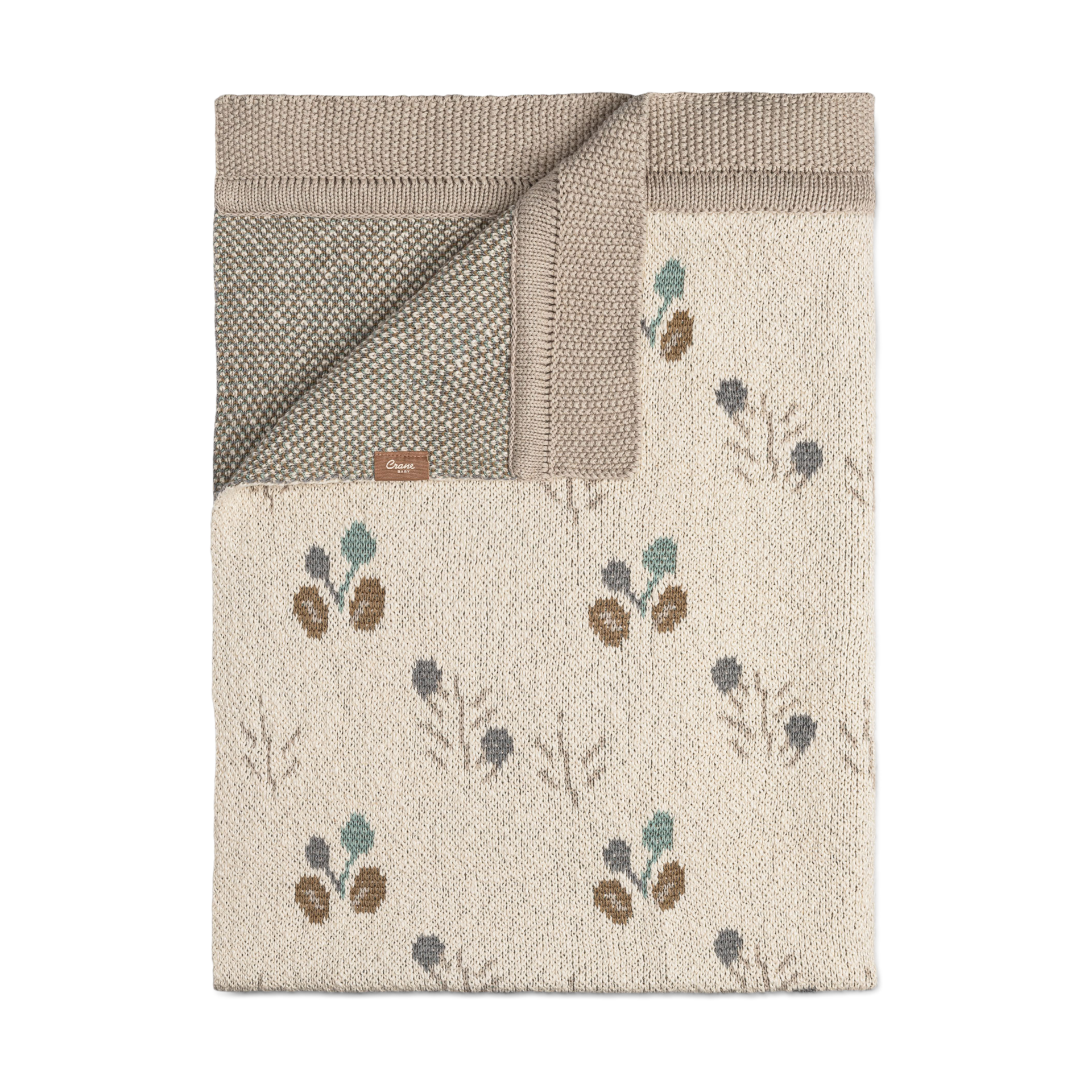 Crane Baby Avery Organic Cotton Knitted Baby Blanket.
