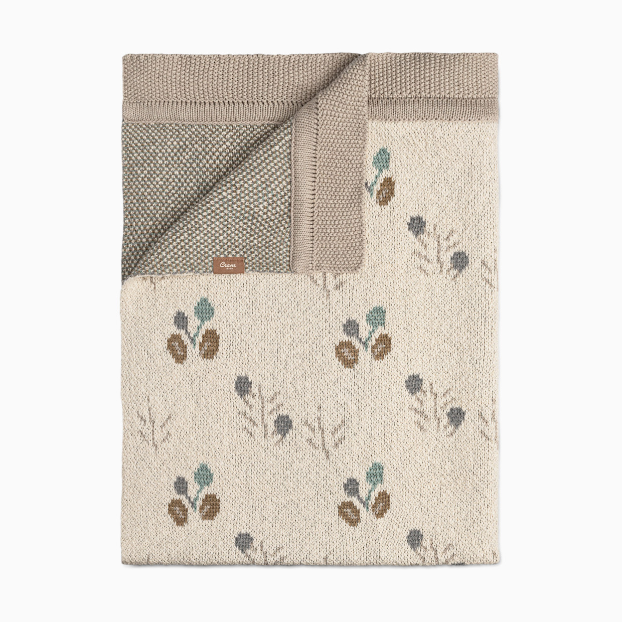 Crane Baby Avery Organic Cotton Knitted Baby Blanket - Poppy.