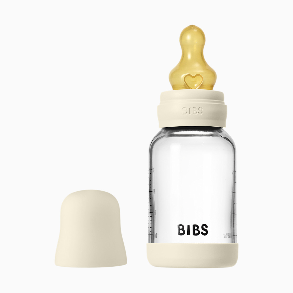 BIBS Baby Glass Bottle with Natural Rubber Nipple - Ivory, 4oz.