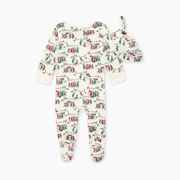 Burt's Bees Baby Footed Jumpsuit & Knot Top Hat Set - Our Stockings, Newborn.