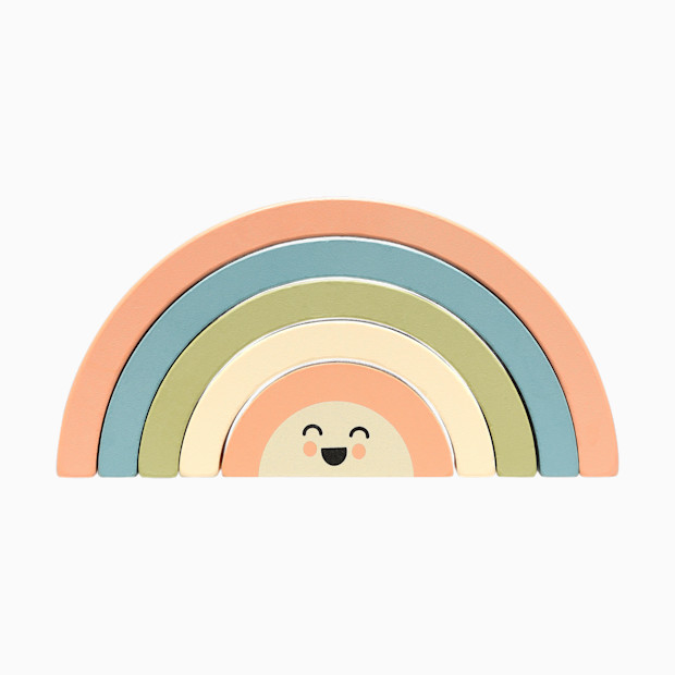 Pearhead Wooden Rainbow Stacking Toy.
