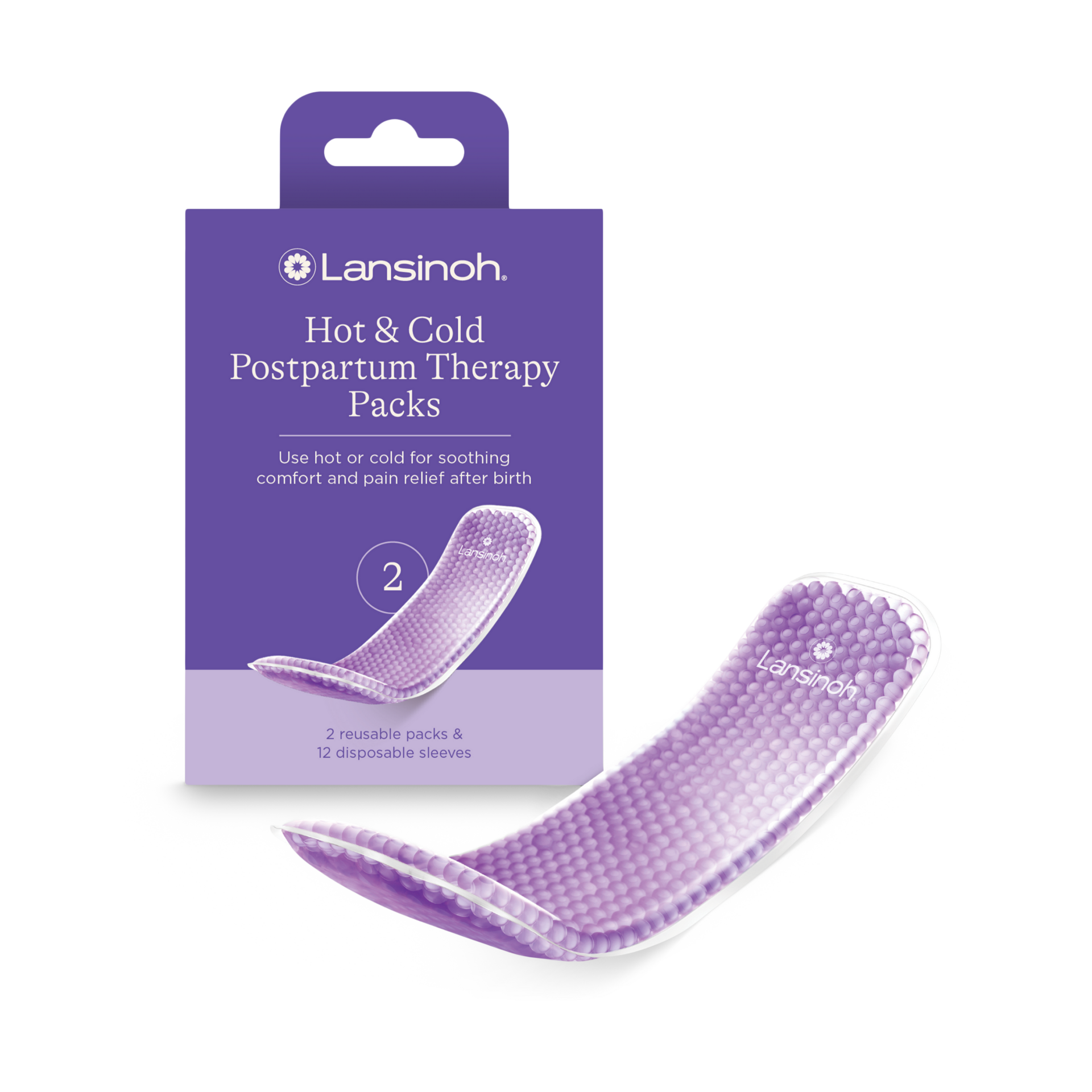 Lansinoh Hot and Cold Postpartum Pads – Reusable Perineal Ice Packs for Postpartum Recovery, Labor & Delivery Essentials, 2 Count