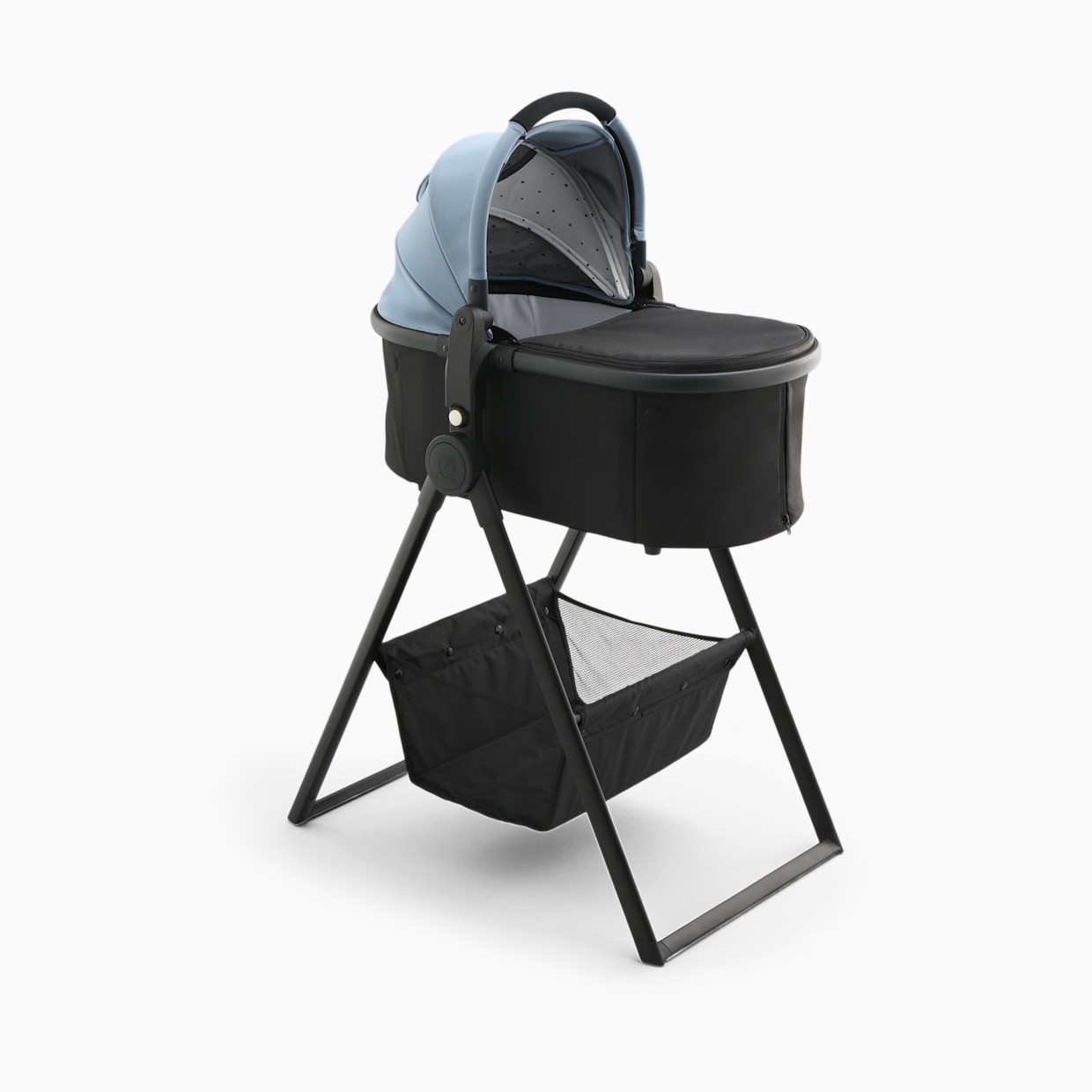 Mockingbird Bassinet 3.0 + Bassinet Stand Bundle - Stone Blue.