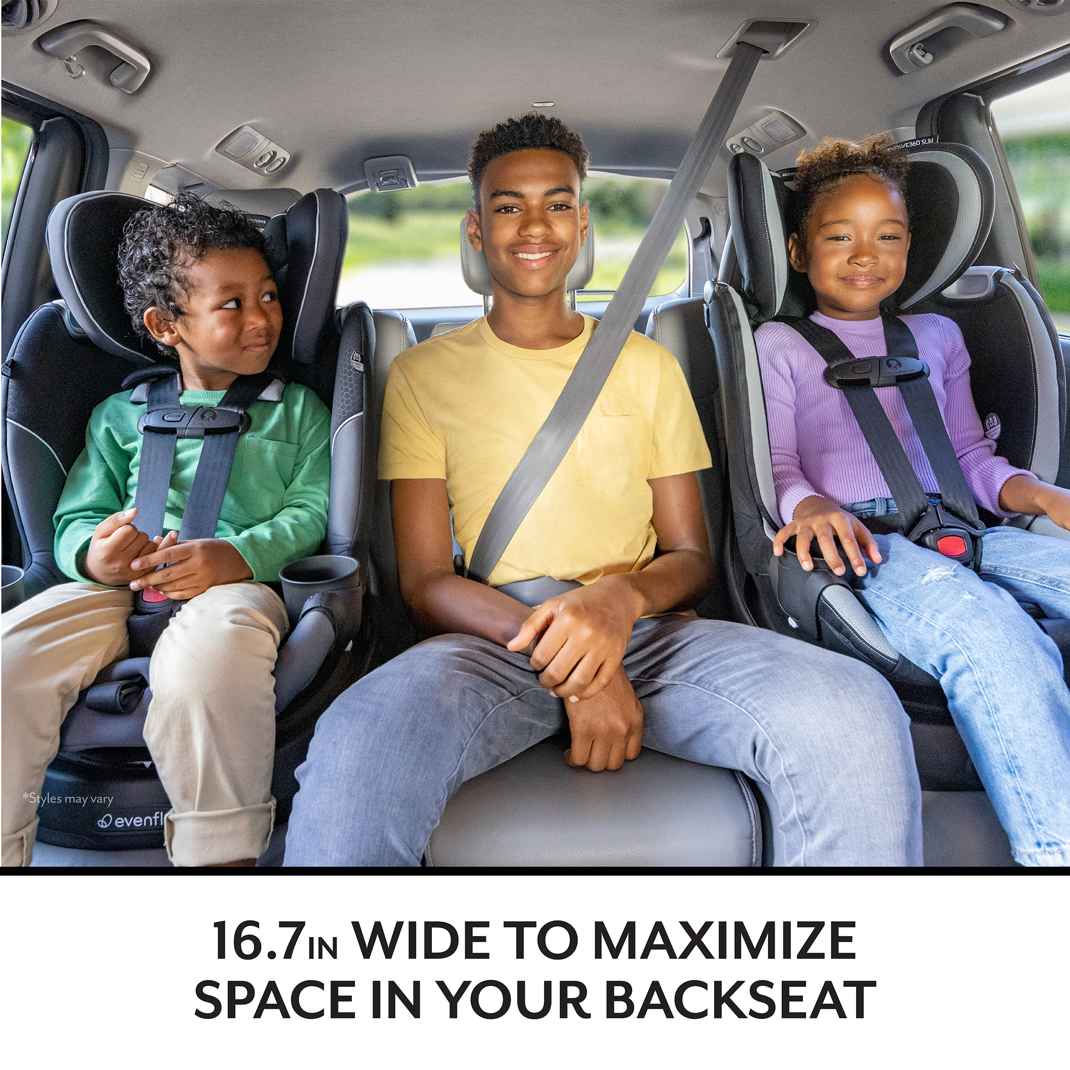 Evenflo Revolve360 Slim 2-in-1 Rotational Car Seat with Green & Gentle Fabric - Flint.