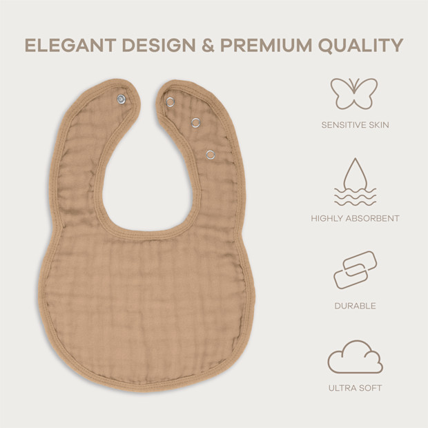 Comfy Cubs Muslin Bibs with Adjustable Snaps (8 Pack).
